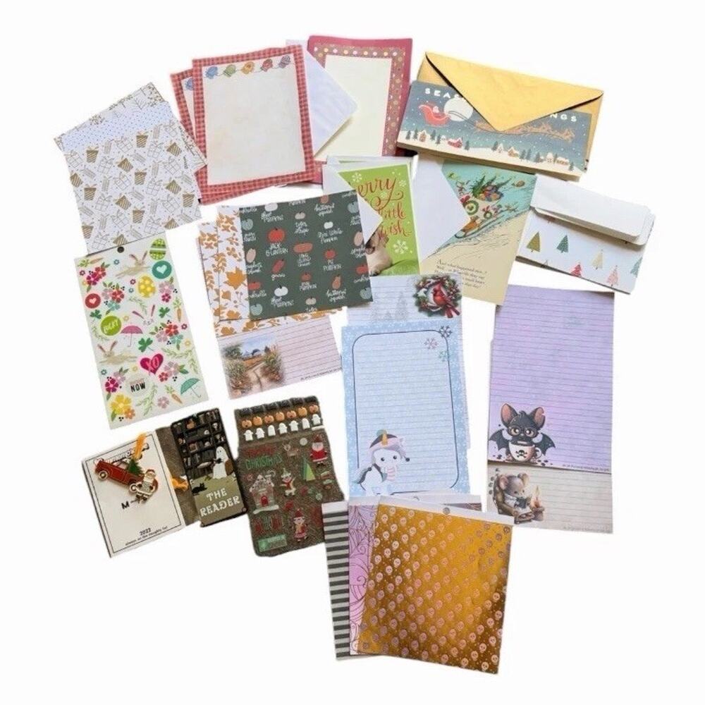 Holiday Paper Craft Stationery Lot Christmas Halloween Easter Cards Stickers